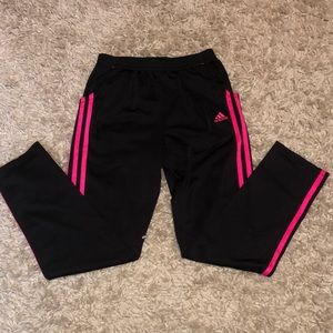 Adidas pink and black athletic pants